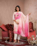 Ethnic Festive Wear Taby Silk White Stitched Suit With Dupatta - Tanisha