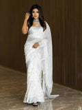 DEIANA'S Beautiful Designer Golden zari Soft Cotton Saree - White
