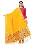 Mimosa Women's Floral Art Silk Gold Dupatta