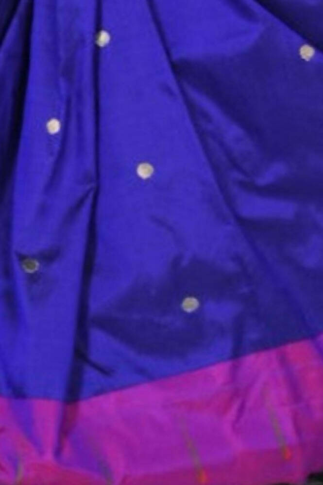 Very Much Indian Handloom Pure Silk Dark Violet Muniya Border Paithani