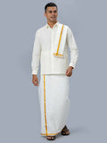 Ramraj Cotton Mens Wedding Set Cream Regular Dhoti, Shirt & Towel
