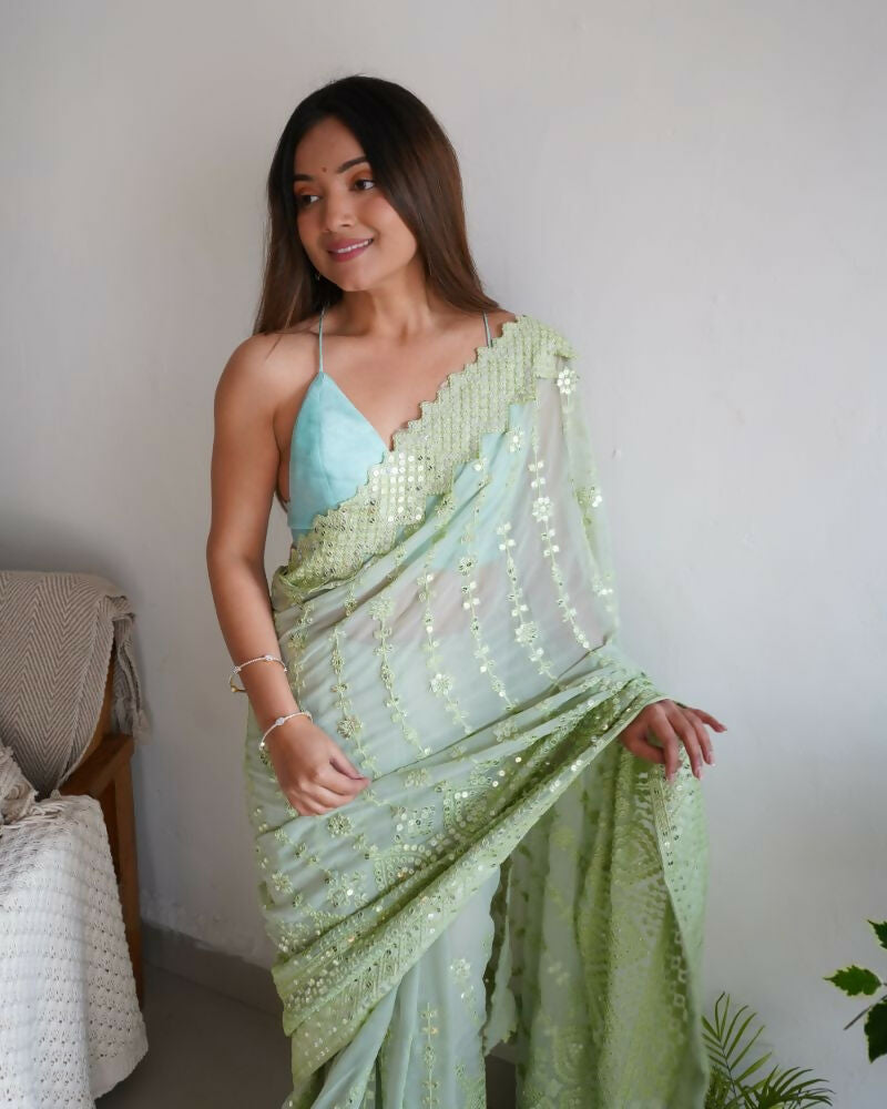 Vamsee Vani Green Georgette Saree