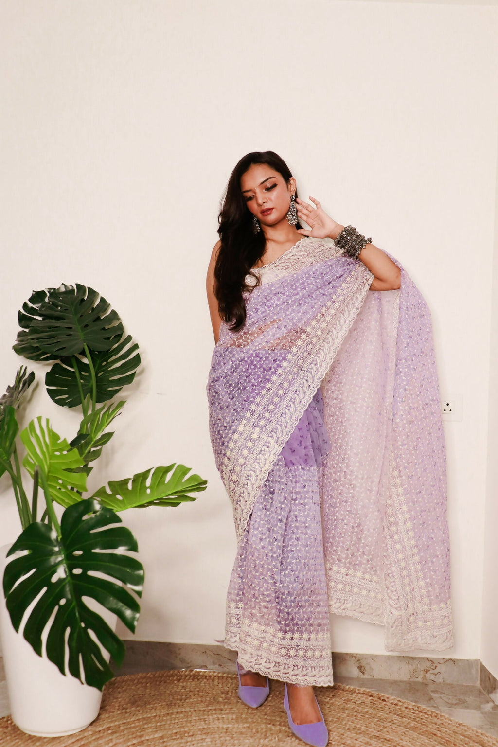 Vamsee Divya Lavender Organza Saree