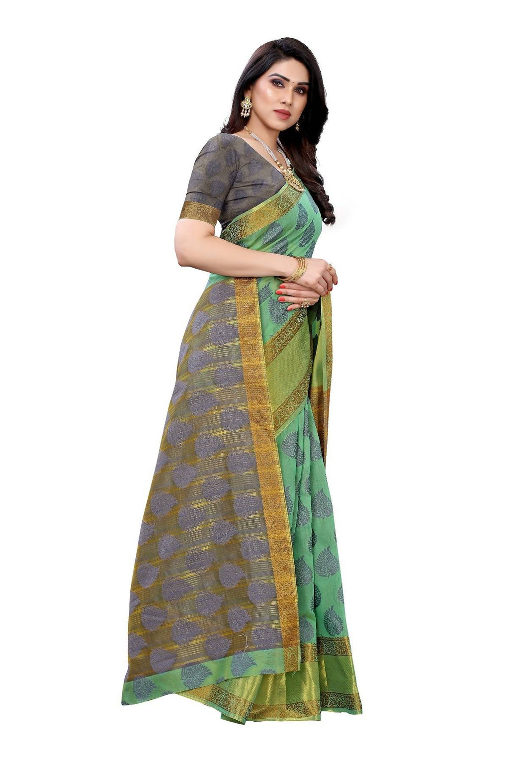Vamika Green Jari Work Cotton Silk Saree (RIDHIMA GREEN)