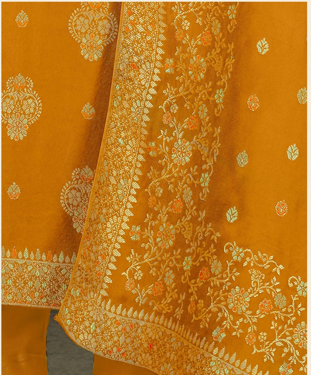Mustard Viscose Pasmina Mina Work Kurta & Bottom with Dupatta - Paridhi