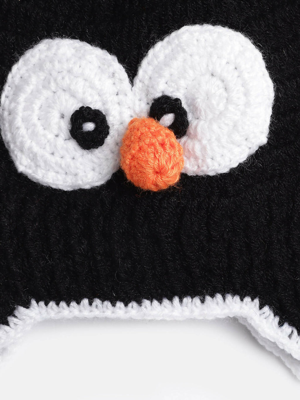 Chutput Kids Woollen Hand Knitted Googly Eyes Detail Cap - Black