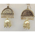 MS Fashion India Gold-Polished Tassel Hanging Jhumka Oxidized Earrings