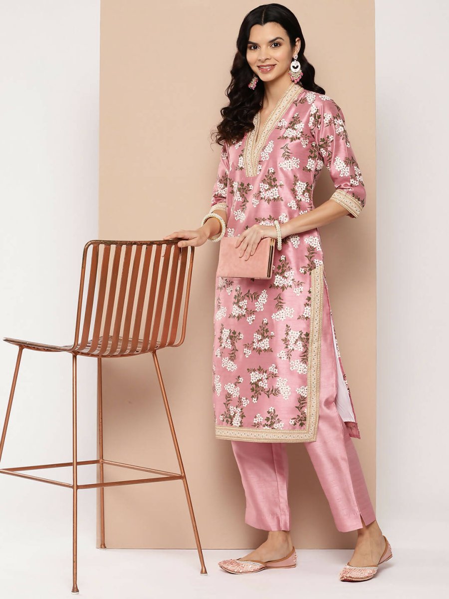 Ahalyaa Women's Traditional wear Kurta Set - Pink