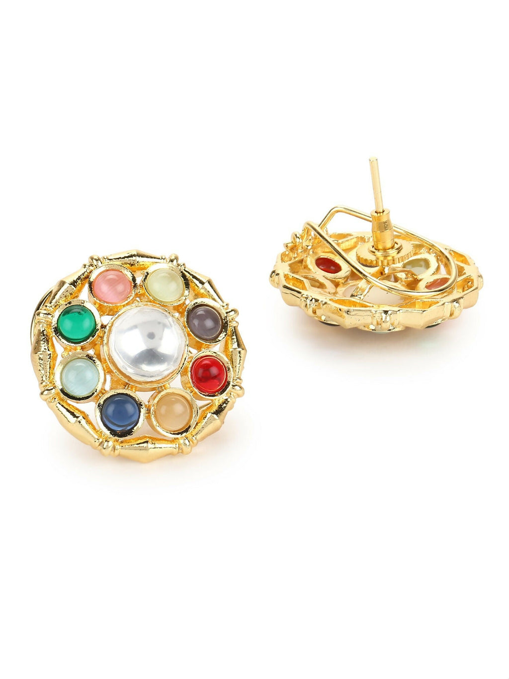 Multi Kundan Studs- Ruby Raang