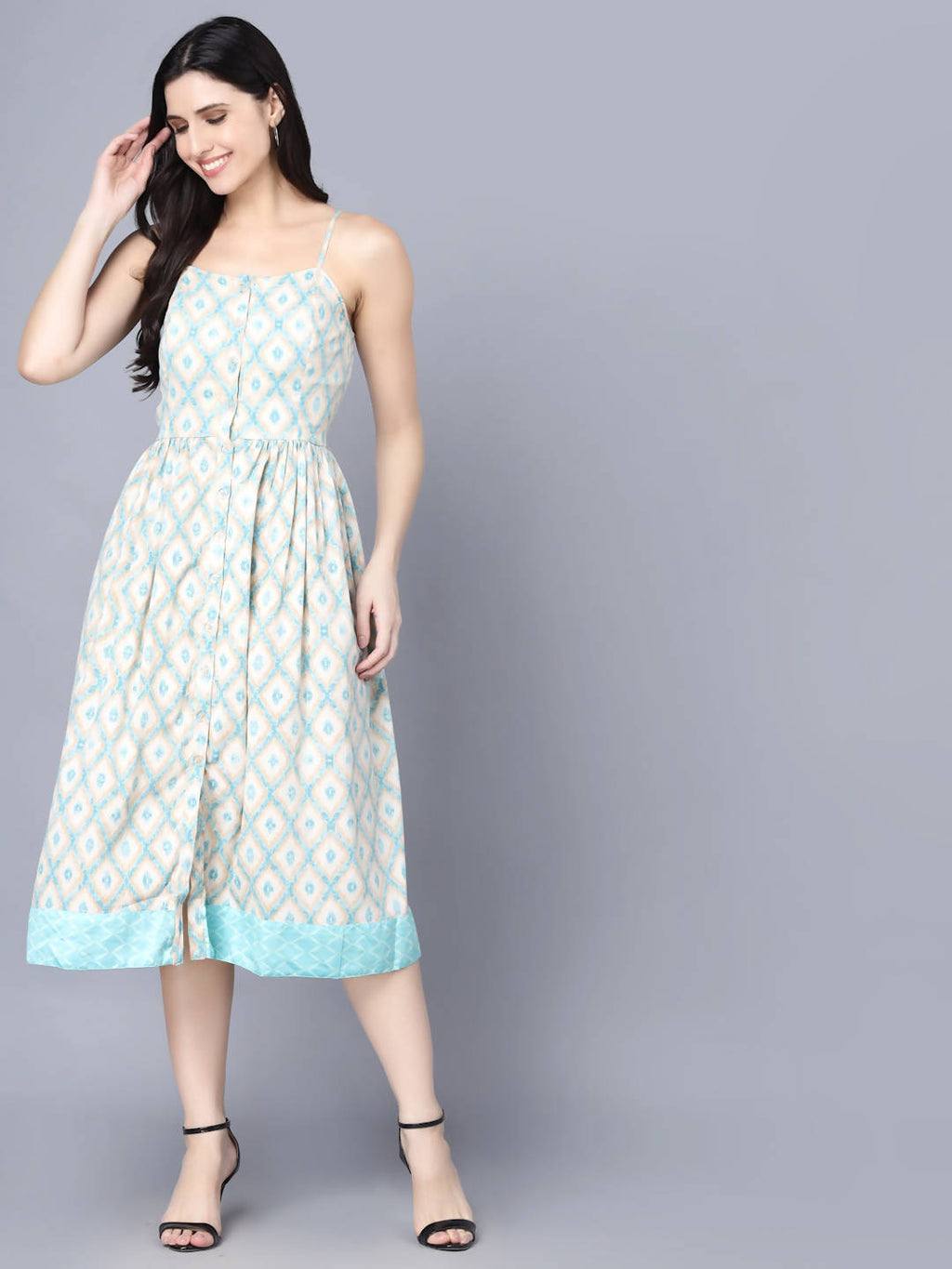Myshka Multicoloured Floral Organic Cotton Crepe Midi Dress