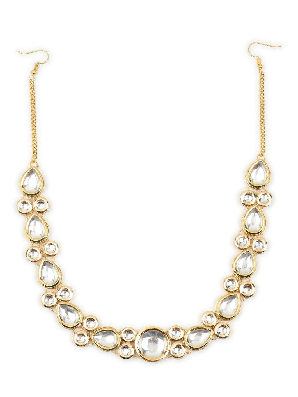 Gold-Polished White Kundan-Studded Hair Band - Ruby Raang