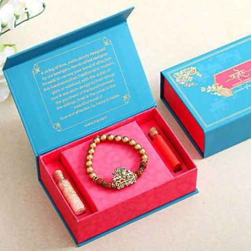 Jai Bholenath Bracelet Rakhi & Almond Treat Chocolate