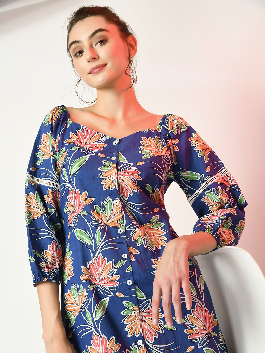 Myshka Women's Blue Printed Dress