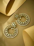 Nuyug 22K Gold-Plated Kundan Studded & Pearl Beaded Floral Chandbali Earrings