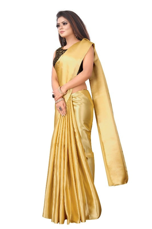 Vamika Golden Satin Designer Saree (PAVITRA GOLD)