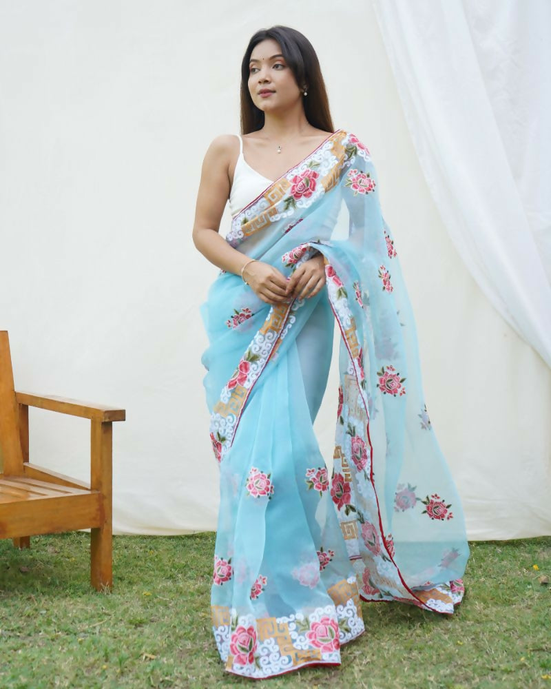 Vamsee Nagma Sky Organza Saree