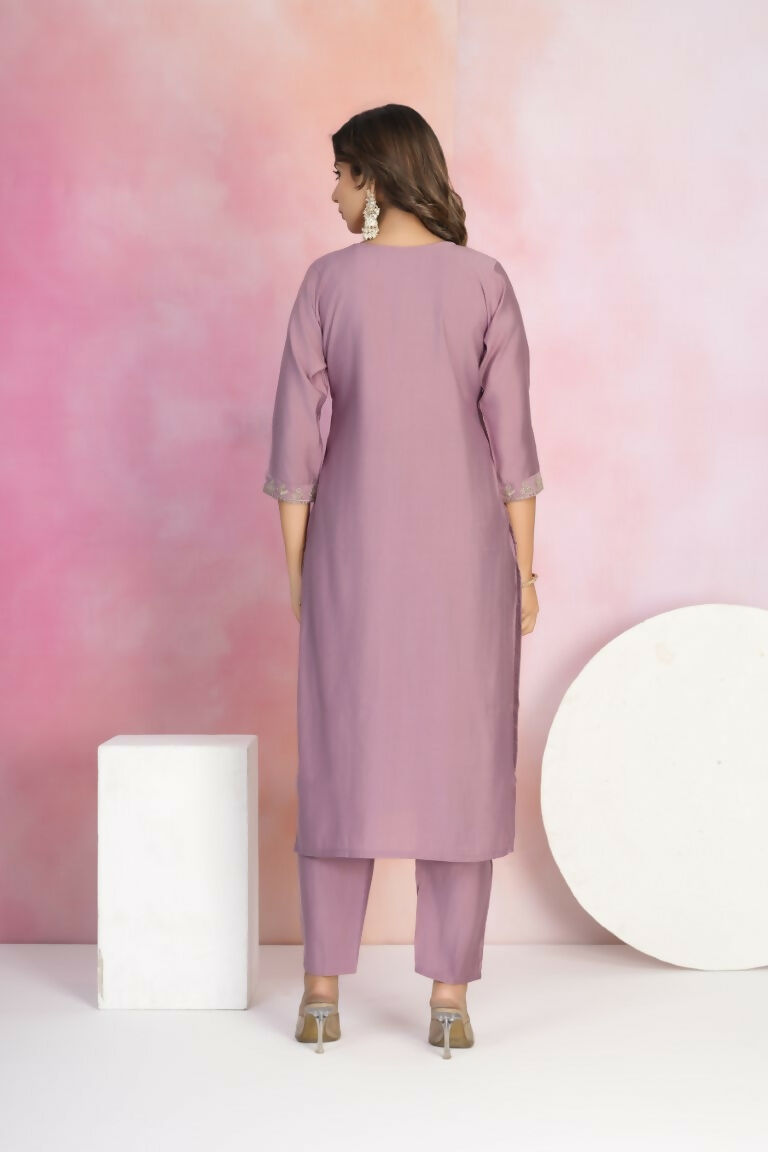 Ethnic Festive Wear Viscose Chanderi Purple Stitched Suit With Dupatta - Tanisha