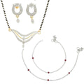 AanyaCentric Gold-Polished Mangalsutra Pendant Earring Set & Silver Plated Anklet
