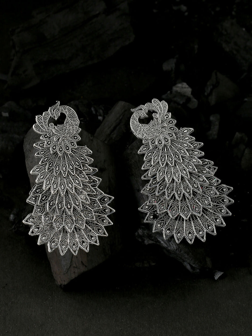 NVR Women Silver Toned Contemporary Drop Earrings