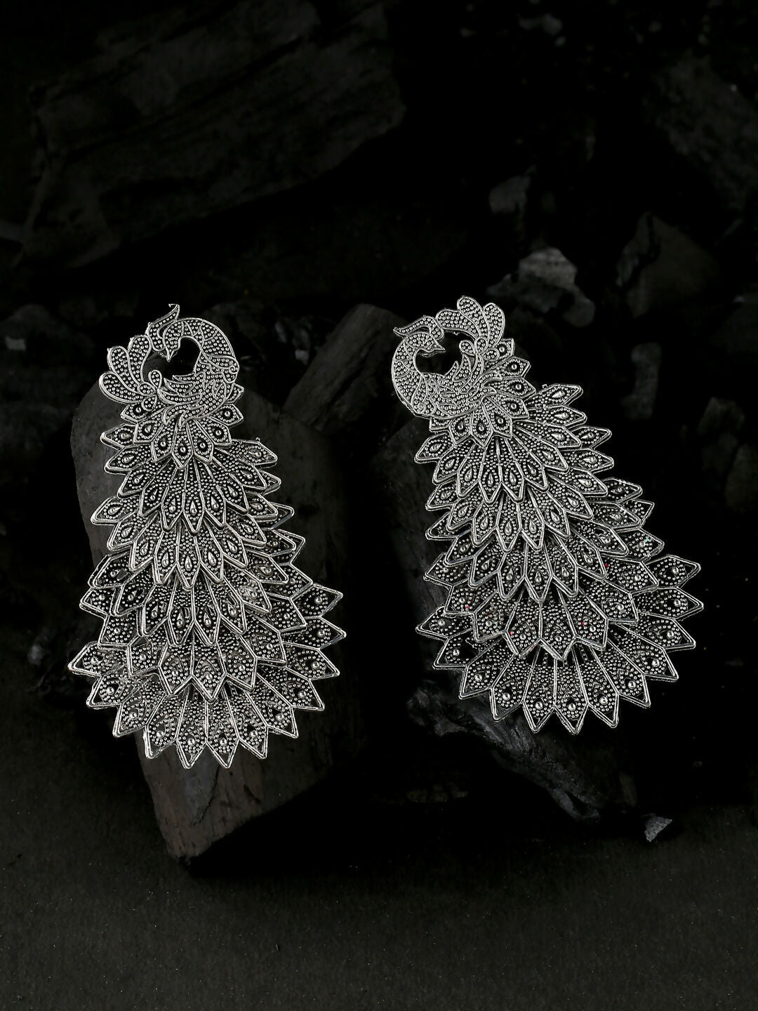 NVR Women Silver Toned Contemporary Drop Earrings