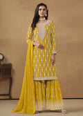 Radiant Yellow Embroidered Wedding Festive Gharara Suit - Emponline