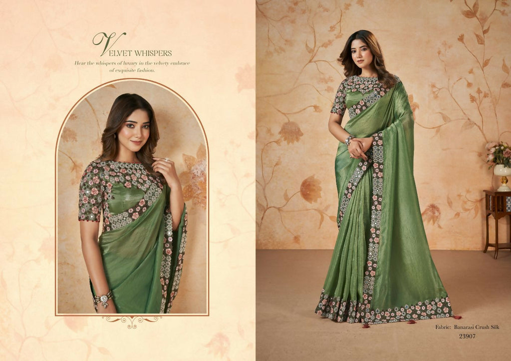 Thread,Sequence,Cord Embroidered with Stone & Mirror Work - Mohmanthan Dakshika