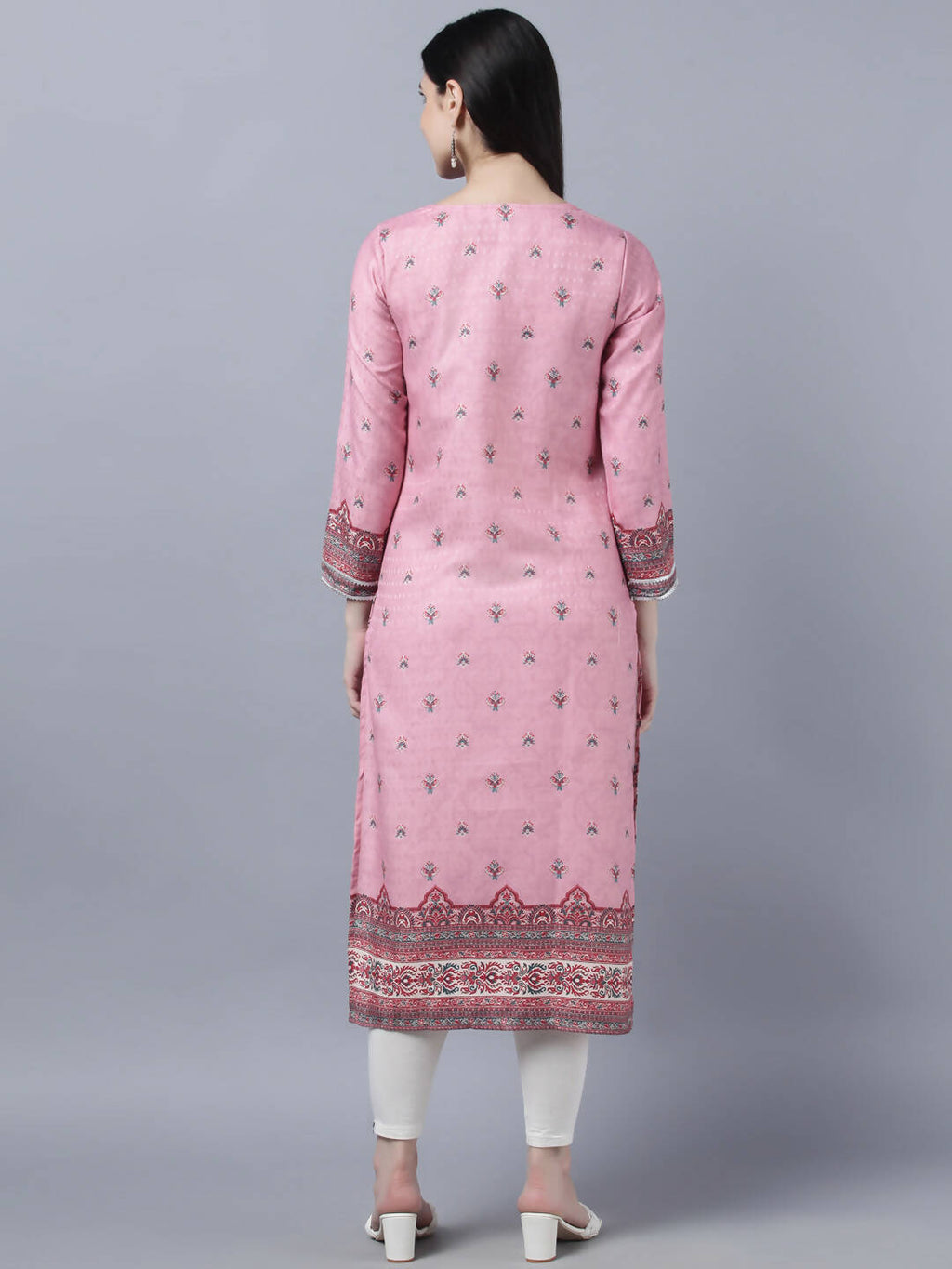 Myshka Women Pink Red Ethnic Motifs Printed Kurta