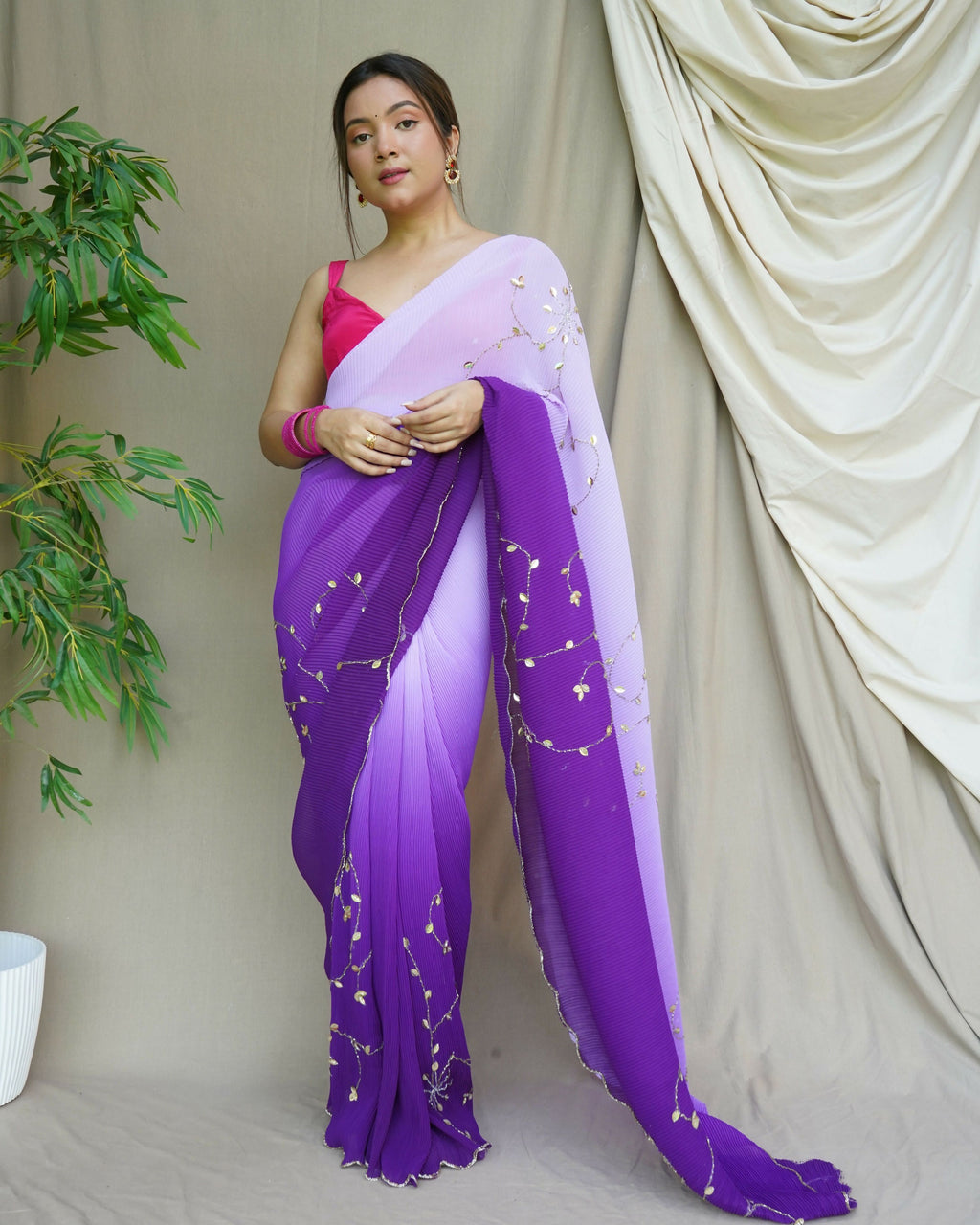 Vamsee Antara Purple Georgette Saree