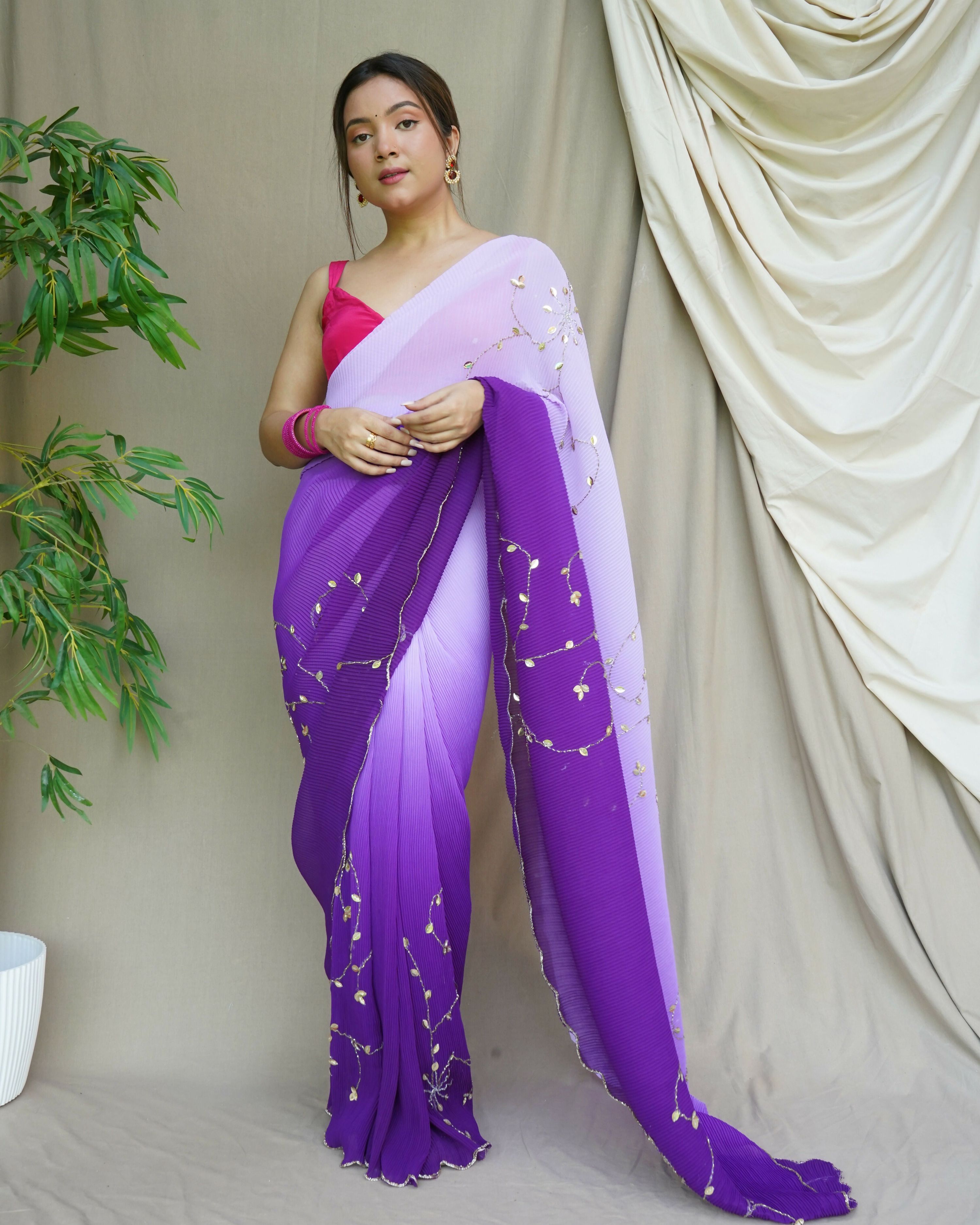 Vamsee Antara Purple Georgette Saree