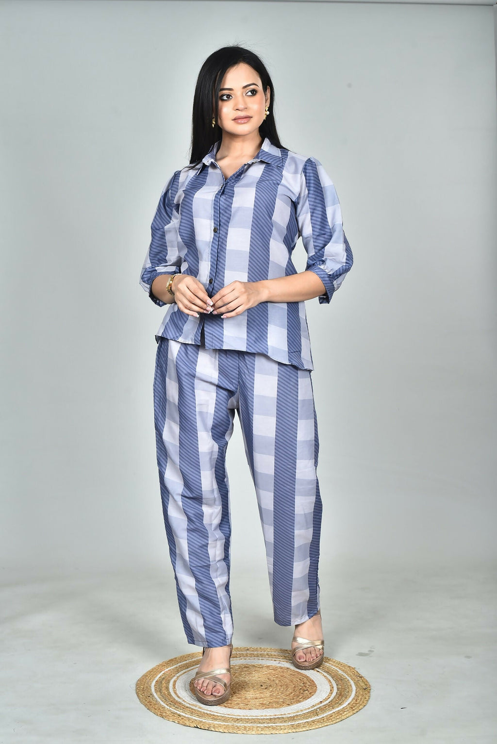 Morchari Digital Print Semi Muslin Co-Ord Set Top & Trouser-Multicolor