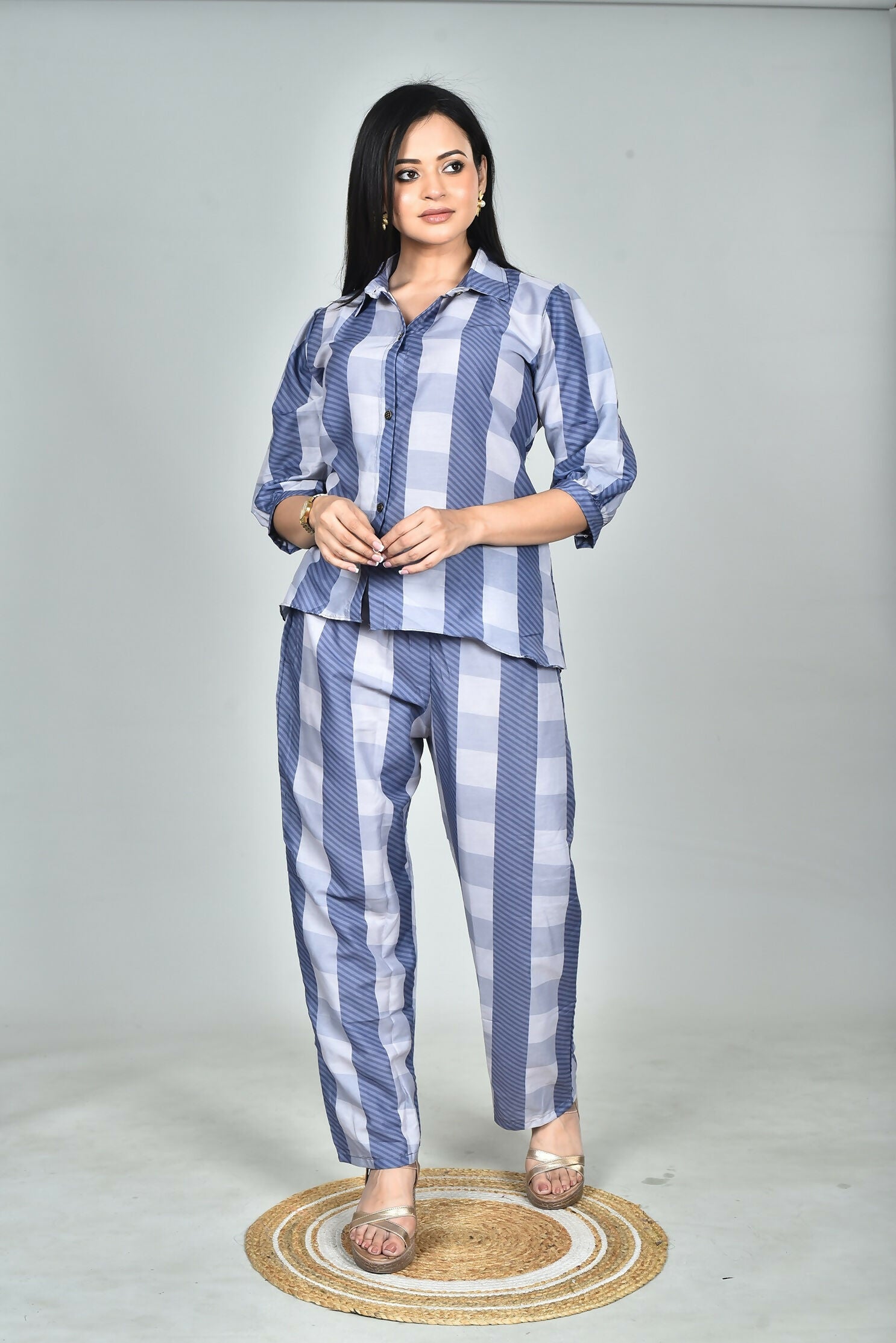 Morchari Digital Print Semi Muslin Co-Ord Set Top & Trouser-Multicolor
