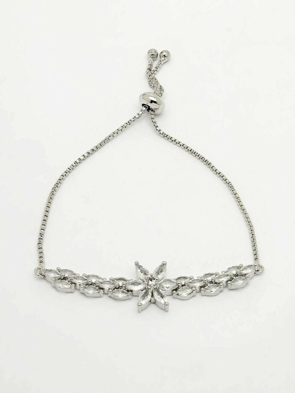 NVR Women Silver-Plated American Diamond Studded Rakhi With Roli Chawal