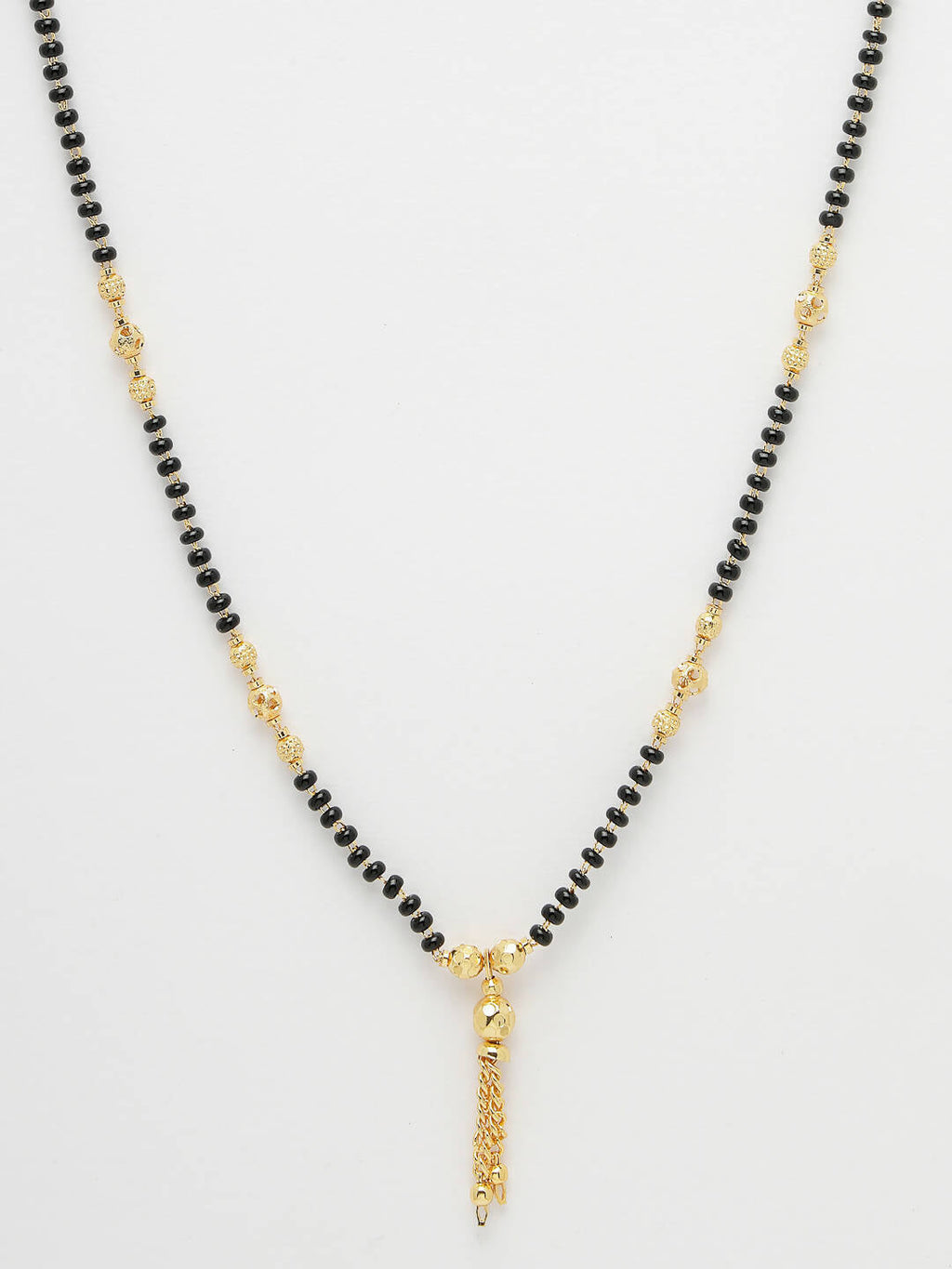 NVR Women Ethnic Gold-Polished Beaded Mangalsutra