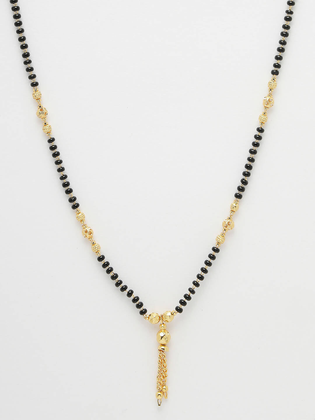 NVR Women Ethnic Gold-Polished Beaded Mangalsutra