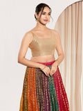 Joban Fashion Rose Gold Sequin Padded Blouse With Square Neck Sleeveless