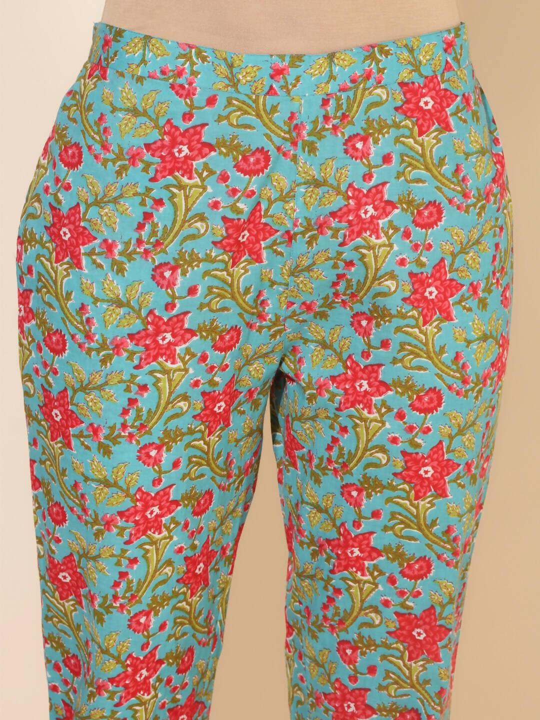 Janasya Women's Blue Cotton Printed Casual Peplum Co-ords