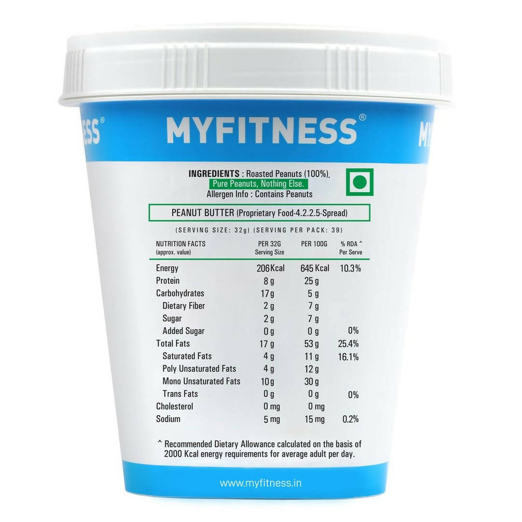 Myfitness Unsweetened Natural Peanut Butter Smooth