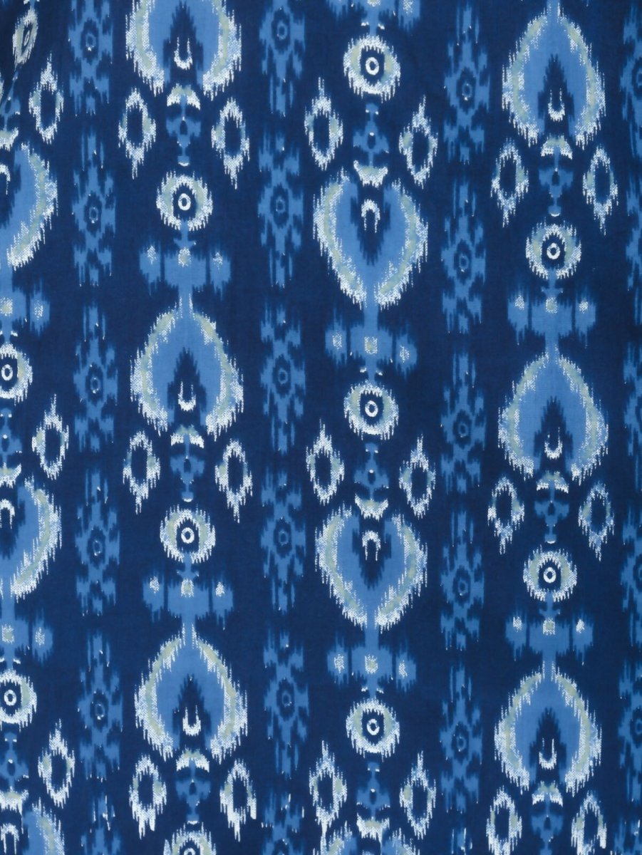 Aramya Straight Soft Cotton Ikat Print Women's Kurta Set - Blue