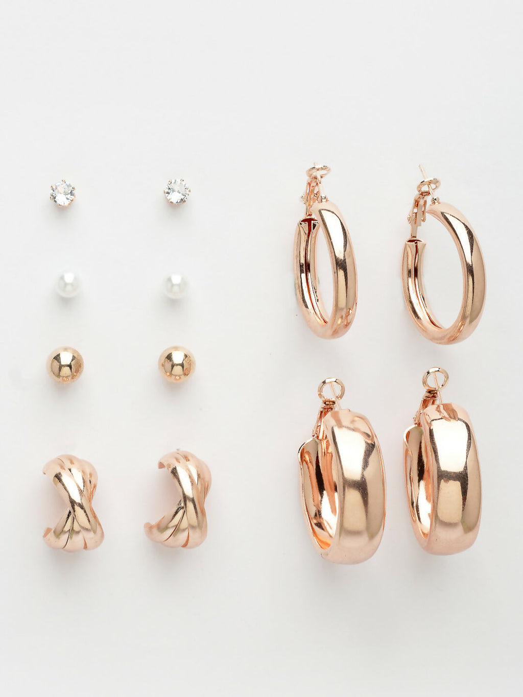 NVR Women's Set of 6 Rose Gold-Polished Contemporary Hoop Earrings