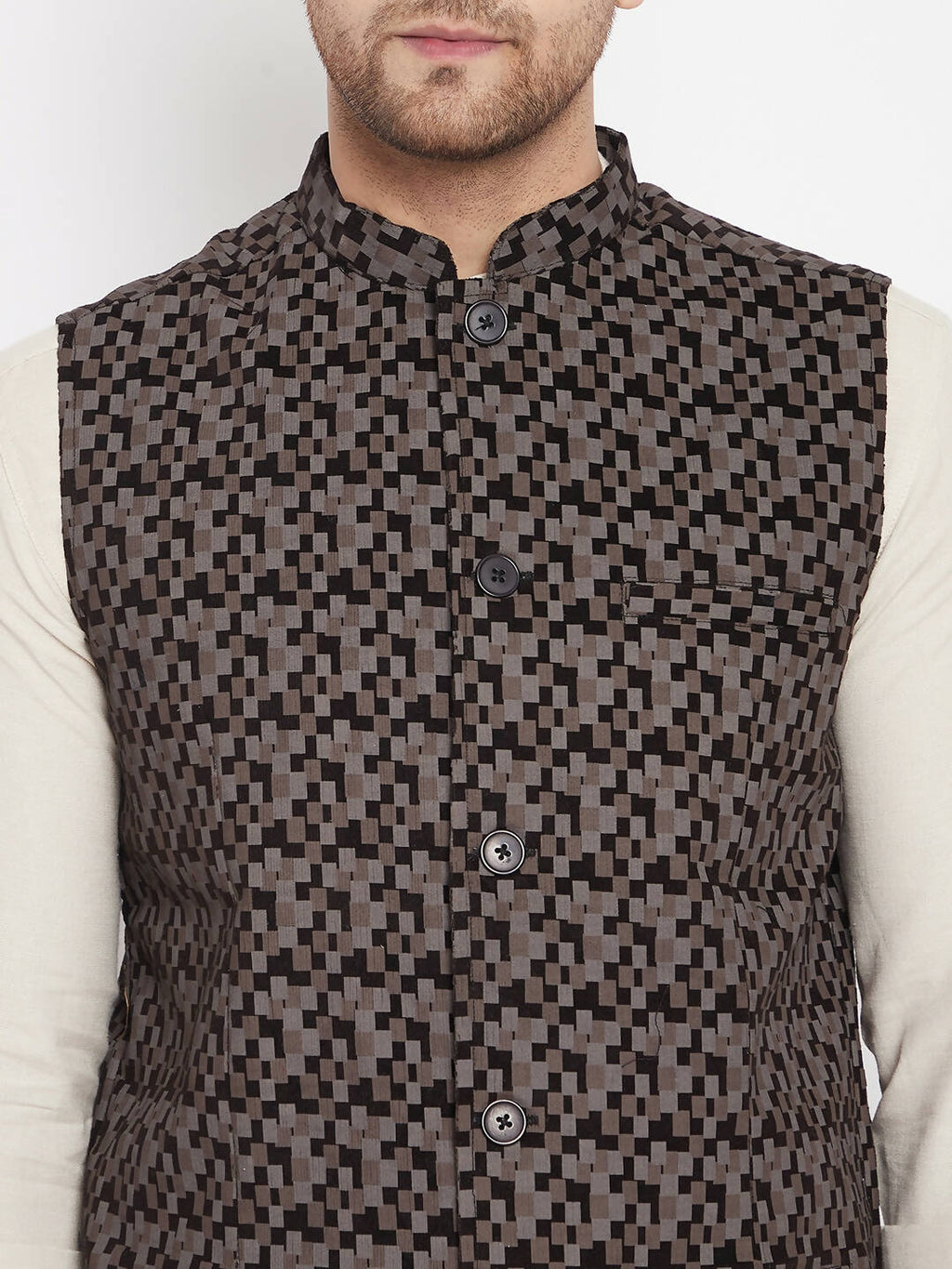Even Apparels Black Merino Men Woven Nehru Jacket BF539