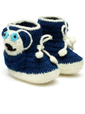 Chutput Kids Woollen Hand Knitted Panda Detailed Booties - Blue