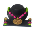 Kundan HandiKrafts Pink And Green Silk Thread Necklace