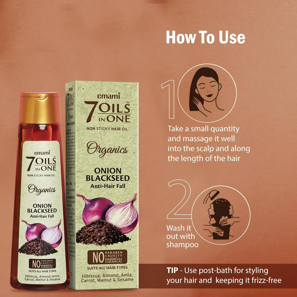Emami 7 Oils In One Organics Onion Blackseed Hair Oil