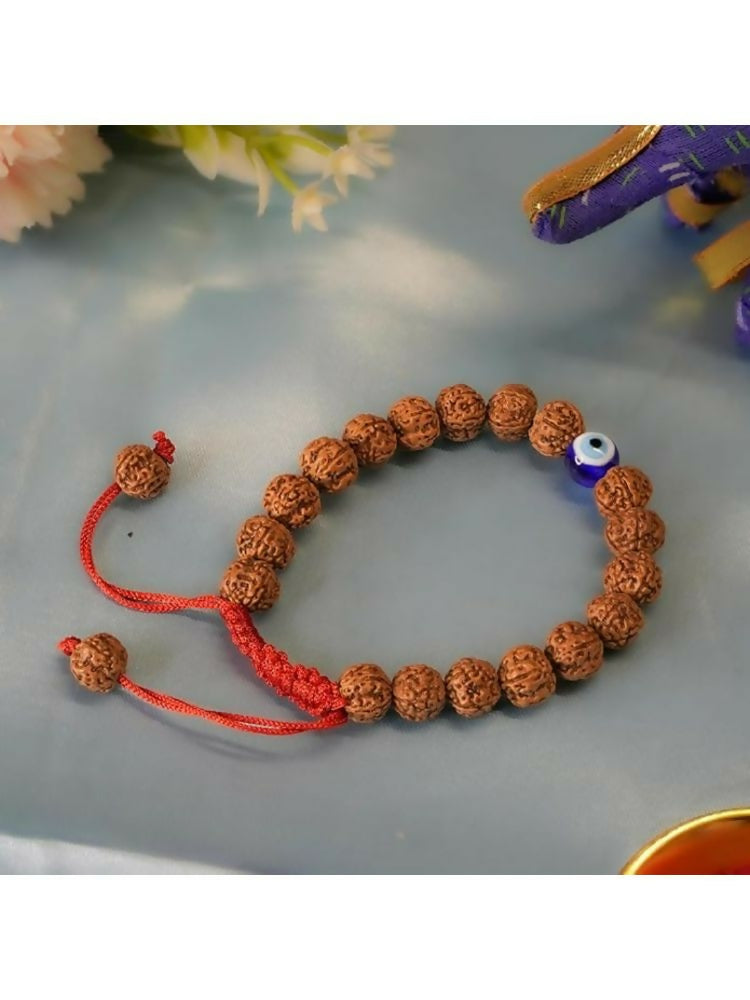 NVR Authentic 5 Mukhi Rudraksha Evil Eye Tie Up Band