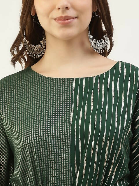 FIORRA Women's Green Poly Crepe Kaftan Type Kurta Set