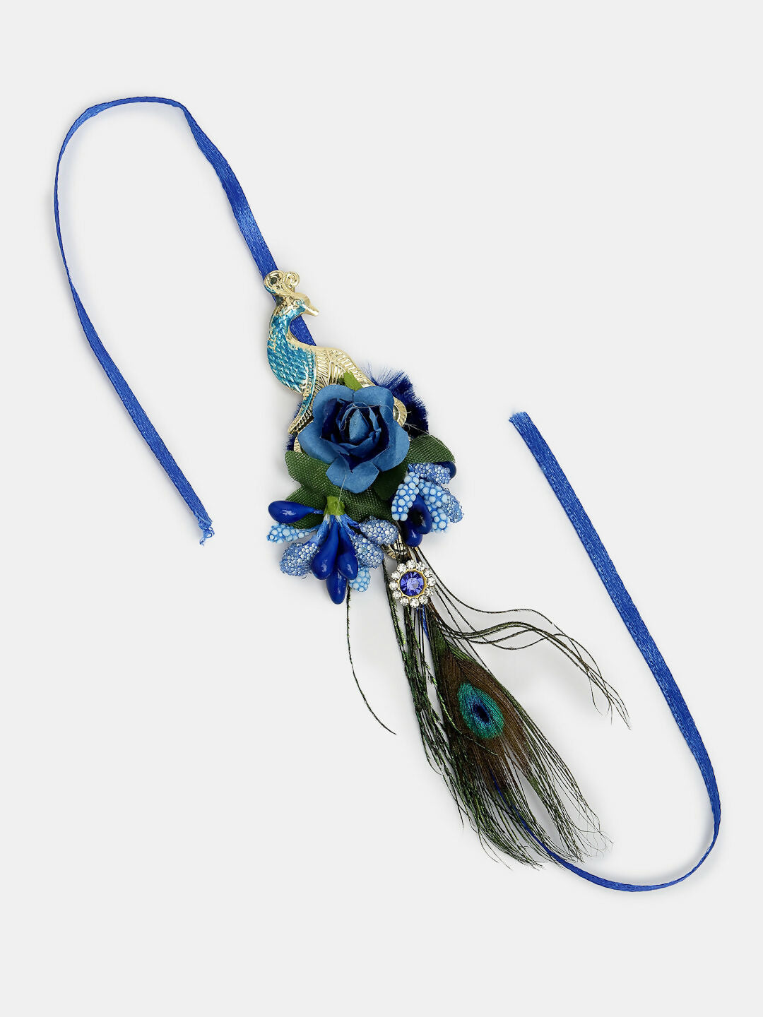 NVR Women & Men Set of 2 Blue Peacock Design Bhaiya Bhabhi Rakhi With Roli Chawal